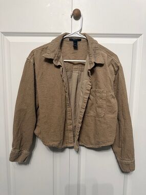 Forever 21 Cropped Tan Corduroy cropped button down shirt